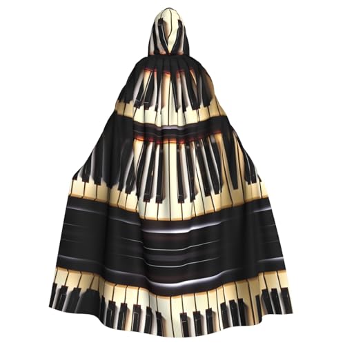 ERSDWRE Halloween-Kapuzenumhang mit Klaviertasten mit Musiknoten-Druck, für Männer und Frauen, Kapuzenumhang, Robe für Mittelalter-Umhang, Kostüme, Cosplay von ERSDWRE