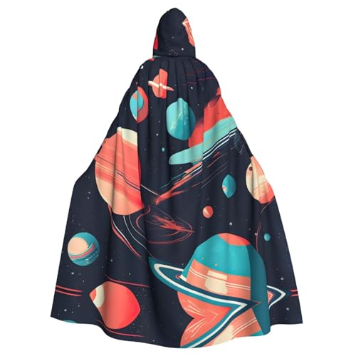 ERSDWRE Halloween-Kapuzenumhang mit Weltraumplaneten-Druck, für Herren und Damen, Kapuzenumhang für Mittelalter-Umhang, Kostüme, Cosplay von ERSDWRE