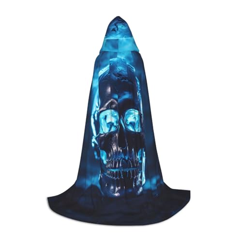 ERSDWRE Halloween-Umhang mit beweglichem Skelett-Totenkopf-Druck, Uni, Erwachsene, Kapuzenumhang, perfekt für Halloween, Rollenspiele, Maskerade-Partys von ERSDWRE