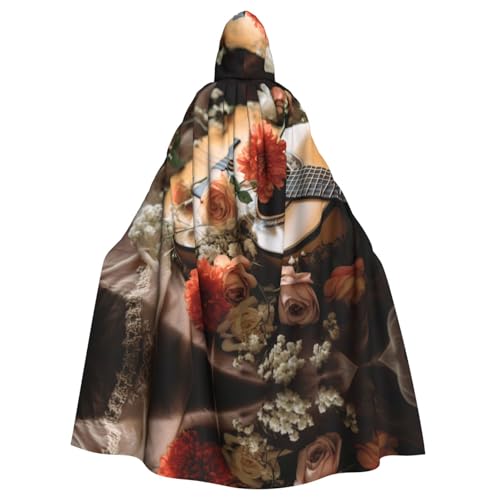 ERSDWRE Kapuzenumhang mit Blumen-Gitarren-Druck, für Herren und Damen, Kapuzenumhang für Mittelalter-Umhang, Kostüme, Cosplay ERSDWRE Kapuzenumhang mit Blumen-Gitarren-Druck, für Herren und Damen, Kapuzenumhang für Mittelalter-Umhang, Kostüme, Cosplay von ERSDWRE