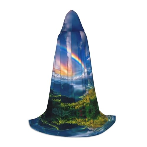 ERSDWRE Kleiner Umhang mit Regenbogen-Aufdruck, Uni, Erwachsene, mit Kapuze, perfekt für Halloween, Rollenspiele, Maskerade-Partys ERSDWRE Kleiner Umhang mit Regenbogen-Aufdruck, Uni, Erwachsene, mit Kapuze, perfekt für Halloween, Rollenspiele, Maskerade-Partys von ERSDWRE