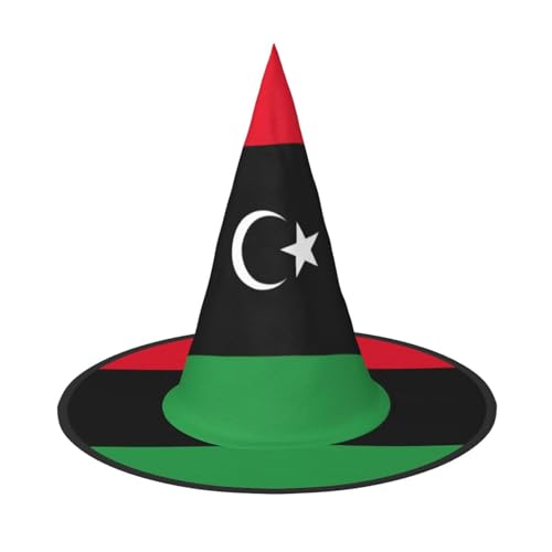 ERSDWRE Libysche Flagge Druck Hexenhut Zauberer Hut Cosplay Zubehör für Halloween Weihnachten Karneval Maskerade von ERSDWRE