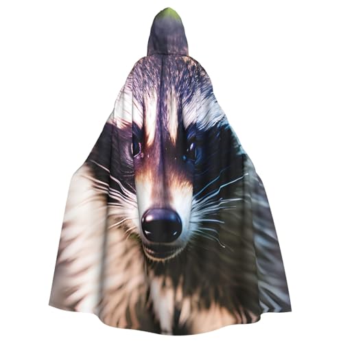 ERSDWRE Little Raccoon Face 1 Print Halloween Kapuzenumhang für Männer Frauen Kapuzenumhang Robe für Mittelalter-Umhang Kostüme Cosplay von ERSDWRE