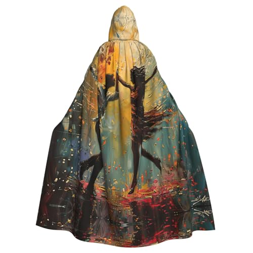 ERSDWRE Tanzen mit Musikdruck, Halloween-Kapuzenumhang für Männer und Frauen, Kapuzenumhang für Mittelalter-Umhang, Kostüme, Cosplay von ERSDWRE