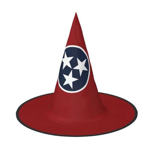 ERSDWRE Tennessee Staatsflagge Druck Hexenhut Zauberer Hut Cosplay Zubehör für Halloween Weihnachten Karneval Maskerade von ERSDWRE