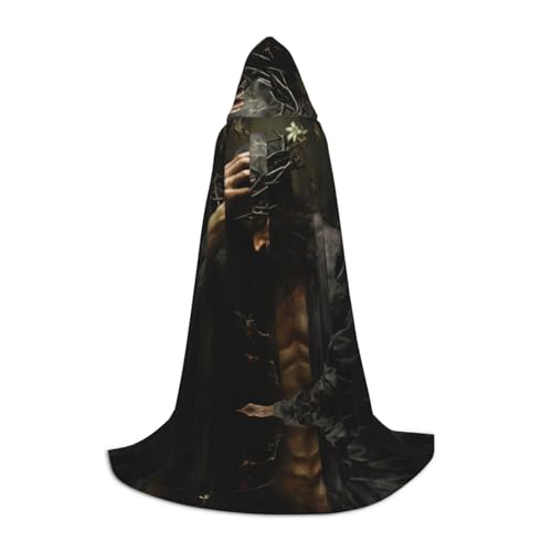 ERSDWRE Umhang mit Dornenkrone, Uni, Erwachsene, Kapuzenumhang, perfekt für Halloween, Rollenspiele, Maskerade-Partys von ERSDWRE