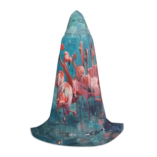ERSDWRE Umhang mit Flamingodruck, Uni, Erwachsene, mit Kapuze, perfekt für Halloween, Rollenspiele, Maskerade-Partys von ERSDWRE