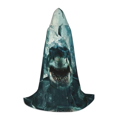 ERSDWRE Umhang mit Hai-Aufdruck, Uni, Erwachsene, Kapuzenumhang, perfekt für Halloween, Rollenspiele, Maskerade-Partys ERSDWRE Umhang mit Hai-Aufdruck, Uni, Erwachsene, Kapuzenumhang, perfekt für Halloween, Rollenspiele, Maskerade-Partys von ERSDWRE
