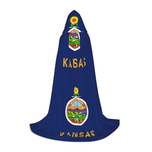 ERSDWRE Umhang mit Kansas Staatsflagge, Uni, Erwachsene, Kapuzenumhang, perfekt für Halloween, Rollenspiele, Maskerade-Partys ERSDWRE Umhang mit Kansas Staatsflagge, Uni, Erwachsene, Kapuzenumhang, perfekt für Halloween, Rollenspiele, Maskerade-Partys von ERSDWRE