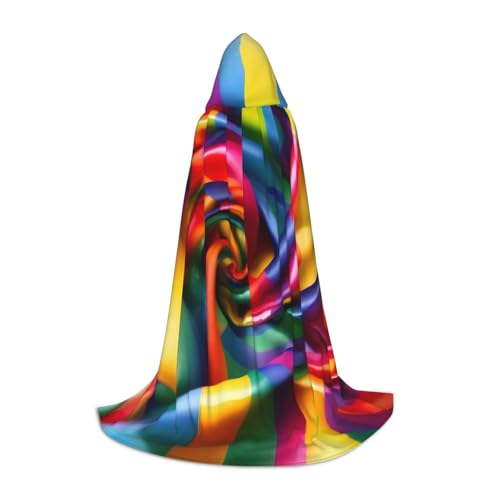 ERSDWRE Umhang mit Kapuze und Regenbogenstreifen, Uni, Erwachsene, perfekt für Halloween, Rollenspiele, Maskerade-Partys von ERSDWRE
