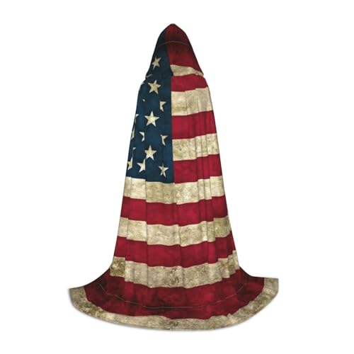 ERSDWRE Umhang mit amerikanischer Flagge, Uni, mit Kapuze, perfekt für Halloween, Rollenspiele, Maskerade-Partys von ERSDWRE
