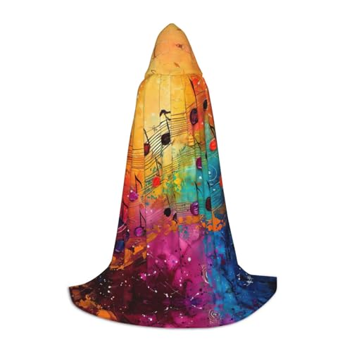 ERSDWRE Umhang mit bunten Musiknoten, Uni, Erwachsene, mit Kapuze, perfekt für Halloween, Rollenspiele, Maskerade-Partys ERSDWRE Umhang mit bunten Musiknoten, Uni, Erwachsene, mit Kapuze, perfekt für Halloween, Rollenspiele, Maskerade-Partys von ERSDWRE