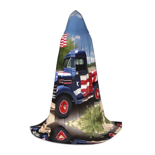 ERSDWRE Umhang mit patriotischem Trucks-Aufdruck, Uni, Erwachsene, Kapuzenumhang, perfekt für Halloween, Rollenspiele, Maskerade-Partys von ERSDWRE