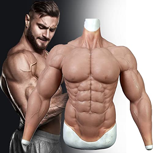 ERSINIAN Kostüm mit gefälschten Brustmuskeln – realistische männliche Brust, Silikon-Muskelanzug, Simulationshaut für Cosplay, Crossdresser, Hellbraun von ERSINIAN