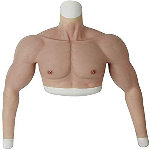 ERSINIAN Männlicher Brustmuskelanzug aus Silikon, realistischer Halbkörperanzug mit gefälschten Muskeln und Gleitkomma-Design für Cosplay-Halloween-Requisiten, natürlich von ERSINIAN