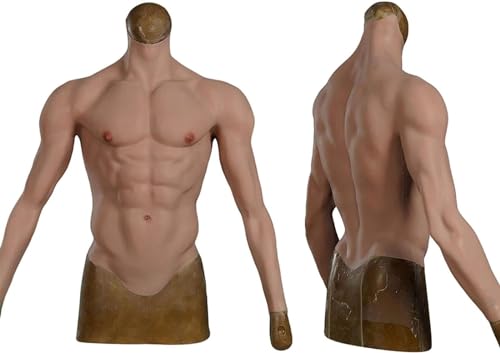 ERSINIAN Realistischer gefälschter Muskel-Halbkörperanzug aus Silikon für männliche Brust mit Muskelarmen für Cosplay-Halloween-Requisiten von ERSINIAN