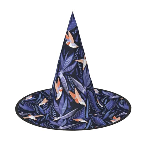Blauer und orangefarbener Hut mit Vogeldruck, Rave, Hexenhut, Karneval, Halloween, Hut für Partys, Maskeraden und Kostümveranstaltungen Blauer und orangefarbener Hut mit Vogeldruck, Rave, Hexenhut, Karneval, Halloween, Hut für Partys, Maskeraden und Kostümveranstaltungen von ERTTNT
