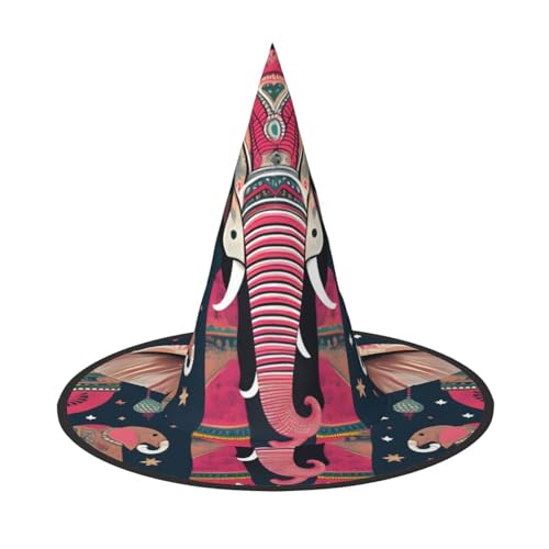 Bohemian-Elefantenmuster-Druck, Rave-Hexenhut, Karneval, Halloween, Hut für Partys, Maskeraden und Kostümveranstaltungen Bohemian-Elefantenmuster-Druck, Rave-Hexenhut, Karneval, Halloween, Hut für Partys, Maskeraden und Kostümveranstaltungen von ERTTNT