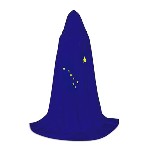 ERTTNT Alaska Umhang mit Staatsflagge, Uni, Halloween-Kapuzenumhang, Erwachsenen-Party-Kostüm mit Umhang für Karneval von ERTTNT