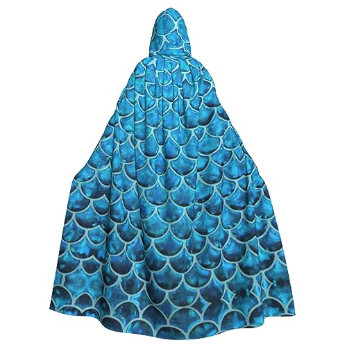 ERTTNT Blauer Fischschuppen-Umhang mit Kapuze für Halloween, Karneval, Cosplay, Maskerade, Partys ERTTNT Blauer Fischschuppen-Umhang mit Kapuze für Halloween, Karneval, Cosplay, Maskerade, Partys von ERTTNT