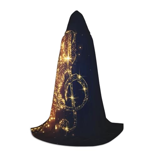 ERTTNT Goldener Umhang mit Musiknote mit gefallenem glänzendem Sternendruck, Uni, Halloween, Kapuzenumhang, Erwachsenen-Party-Kostüm mit Umhang für Karneval ERTTNT Goldener Umhang mit Musiknote mit gefallenem glänzendem Sternendruck, Uni, Halloween, Kapuzenumhang, Erwachsenen-Party-Kostüm mit Umhang für Karneval von ERTTNT