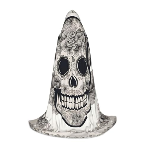 ERTTNT Mexikanischer Totenkopf-Aufdruck, Uni, Umhang mit Kapuze, für Erwachsene, Party-Kostüm mit Umhang für Karneval ERTTNT Mexikanischer Totenkopf-Aufdruck, Uni, Umhang mit Kapuze, für Erwachsene, Party-Kostüm mit Umhang für Karneval von ERTTNT