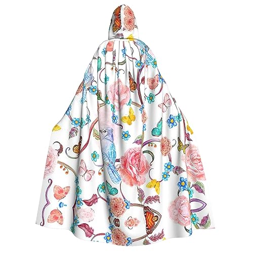 ERTTNT Romantischer, ausgefallener Umhang mit Blumenvögeln und Schmetterlingen, Uni, Halloween-Kostüm, Kapuzenumhang, Umhang, Übergröße, Cosplay, Messen und mehr ERTTNT Romantischer, ausgefallener Umhang mit Blumenvögeln und Schmetterlingen, Uni, Halloween-Kostüm, Kapuzenumhang, Umhang, Übergröße, Cosplay, Messen und mehr von ERTTNT