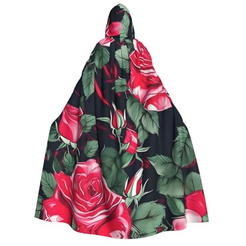 ERTTNT Rosen-Blumendruck, Uni, Halloween-Kostüm, Kapuzenumhang, Umhang, Übergröße, Cosplay, Messen und mehr ERTTNT Rosen-Blumendruck, Uni, Halloween-Kostüm, Kapuzenumhang, Umhang, Übergröße, Cosplay, Messen und mehr von ERTTNT