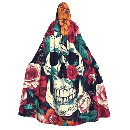 ERTTNT Totenkopf-Ornamentdruck, Uni, Halloween-Kostüm, Kapuzenumhang, Umhang, Übergröße, Cosplay, Messen und mehr ERTTNT Totenkopf-Ornamentdruck, Uni, Halloween-Kostüm, Kapuzenumhang, Umhang, Übergröße, Cosplay, Messen und mehr von ERTTNT