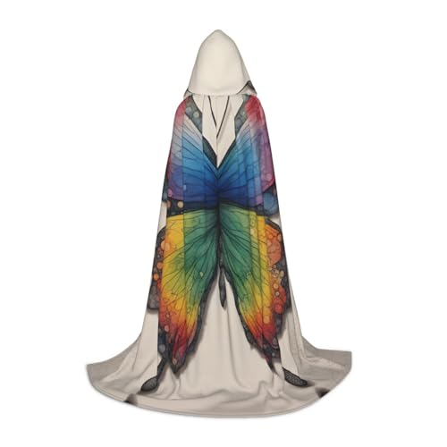 ERTTNT Umhang mit Regenbogen-Schmetterling-Druck, Uni, Halloween, Kapuzenumhang, Erwachsenen-Party-Kostüm mit Umhang für Karneval ERTTNT Umhang mit Regenbogen-Schmetterling-Druck, Uni, Halloween, Kapuzenumhang, Erwachsenen-Party-Kostüm mit Umhang für Karneval von ERTTNT