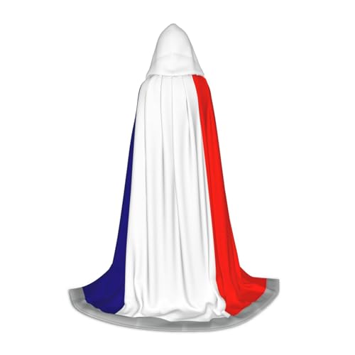 ERTTNT Uni Umhang mit französischer Flagge, Halloween-Kapuzenumhang, Party-Kostüm mit Umhang für Karneval von ERTTNT