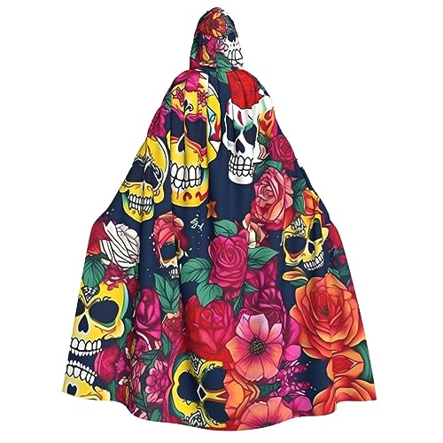 ERTTNT Zucker- und Totenkopf- und Blumendruck, Uni, Halloween-Kostüm, Kapuzenumhang, Umhang, Übergröße, Cosplay, Messen und mehr ERTTNT Zucker- und Totenkopf- und Blumendruck, Uni, Halloween-Kostüm, Kapuzenumhang, Umhang, Übergröße, Cosplay, Messen und mehr von ERTTNT