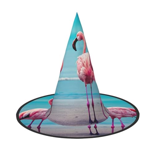 Flamingo-Strand-Druck, Rave-Hexenhut, Karneval, Halloween, Hut für Partys, Maskeraden und Kostümveranstaltungen Flamingo-Strand-Druck, Rave-Hexenhut, Karneval, Halloween, Hut für Partys, Maskeraden und Kostümveranstaltungen von ERTTNT