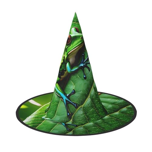 Frosch Blätter Druck Rave Hexenhut Karneval Halloween Hut für Partys Maskeraden und Kostümveranstaltungen Frosch Blätter Druck Rave Hexenhut Karneval Halloween Hut für Partys Maskeraden und Kostümveranstaltungen von ERTTNT