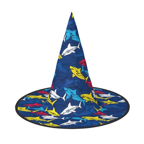 Hai-Print Rave Hexenhut Karneval Halloween Hut für Partys Maskeraden und Kostümveranstaltungen von ERTTNT
