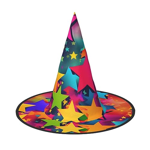 Hexenhut mit Regenbogen-Stern-Druck, für Karneval, Halloween, für Partys, Maskeraden und Kostümveranstaltungen Hexenhut mit Regenbogen-Stern-Druck, für Karneval, Halloween, für Partys, Maskeraden und Kostümveranstaltungen von ERTTNT