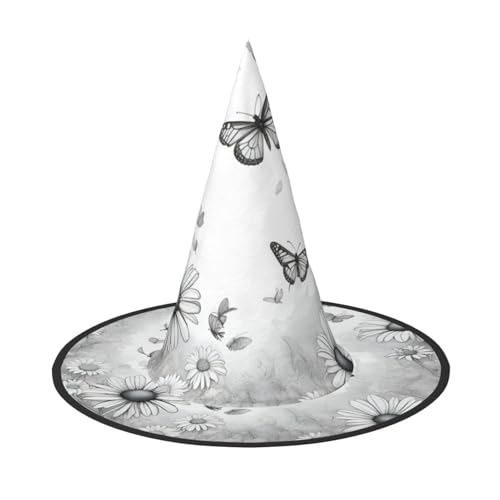 Hexenhut mit Schmetterlings-Gänseblümchen-Druck, für Karneval, Halloween, für Partys, Maskeraden und Kostümveranstaltungen Hexenhut mit Schmetterlings-Gänseblümchen-Druck, für Karneval, Halloween, für Partys, Maskeraden und Kostümveranstaltungen von ERTTNT