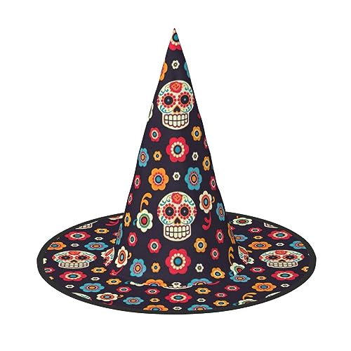 Mexikanischer Totenkopf-Druck, Rave-Hexenhut, Karneval, Halloween, Hut für Partys, Maskeraden und Kostümveranstaltungen Mexikanischer Totenkopf-Druck, Rave-Hexenhut, Karneval, Halloween, Hut für Partys, Maskeraden und Kostümveranstaltungen von ERTTNT