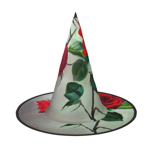 Rote Rose Bild Druck Rave Hexenhut Karneval Halloween Hut für Partys Maskeraden und Kostümveranstaltungen Rote Rose Bild Druck Rave Hexenhut Karneval Halloween Hut für Partys Maskeraden und Kostümveranstaltungen von ERTTNT