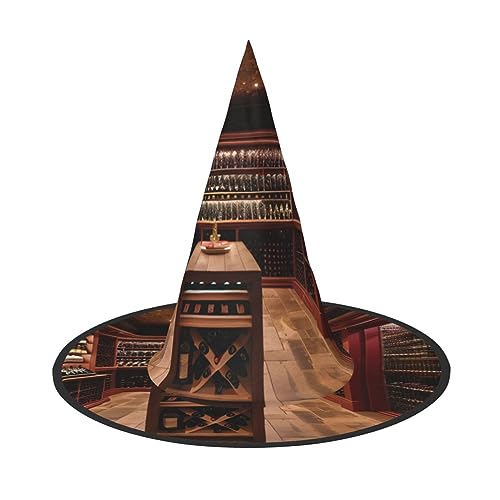 Rotweinkeller Druck Rave Hexenhut Karneval Halloween Hut für Partys Maskeraden und Kostümveranstaltungen von ERTTNT