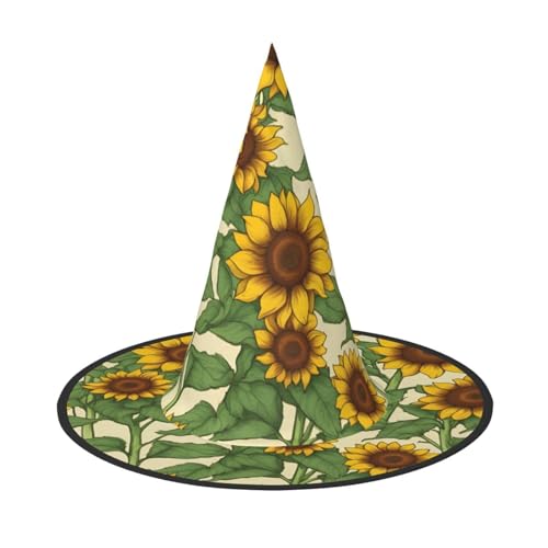 Sonnenblumen-Druck Rave Hexenhut Karneval Halloween Hut für Partys Maskeraden und Kostümveranstaltungen von ERTTNT