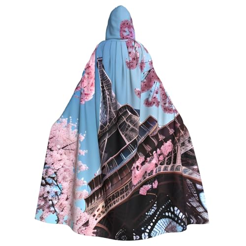 Umhang mit Kapuze, Motiv: Paris, Eiffelturm, für Halloween, Karneval, Cosplay, Maskerade, Partys von ERTTNT