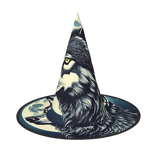 Wolf Nacht Mond Druck Rave Hexenhut Karneval Halloween Hut für Partys Maskeraden und Kostümveranstaltungen Wolf Nacht Mond Druck Rave Hexenhut Karneval Halloween Hut für Partys Maskeraden und Kostümveranstaltungen von ERTTNT