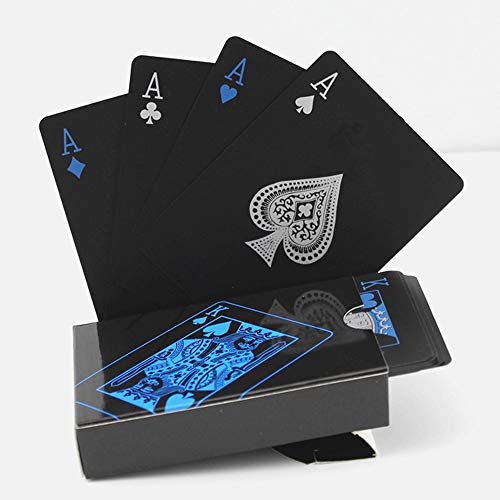 ERYUE Feine Kunststoff-Spielkarten-54 Stück hochwertige Kunststoff-PVC-Poker-wasserdichte Schwarze Spielkarten Kreatives Geschenk Praktische Poker-Spielkarten von ERYUE