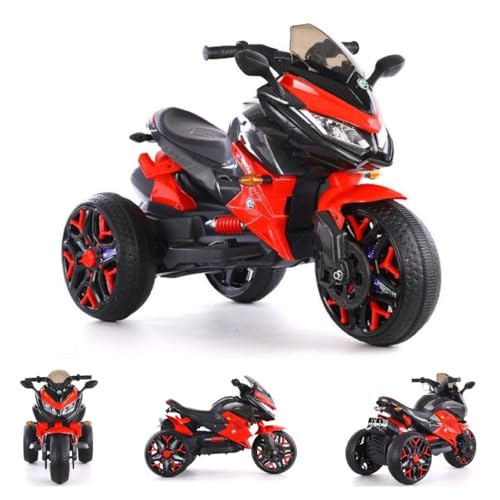 ES-TOYS Elektro Kindermotorrad - Dreirad 5118-2X 6V4,5A Akku, 2 Motoren + Lackiert (Rot) von ES-TOYS