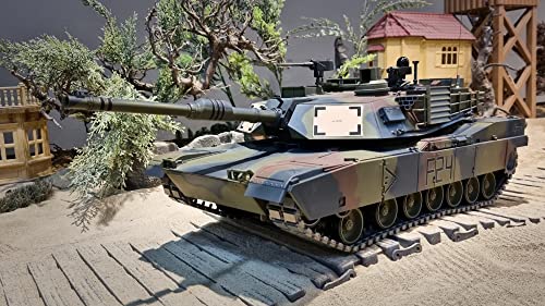 ES-TOYS Ferngesteuerter Panzer mit Schuss M1A2 Abrams Heng Long 1:16 mit Rauch&Sound + Stahlgetriebe + 2,4Ghz V7.0 - UPG-A von ES-TOYS