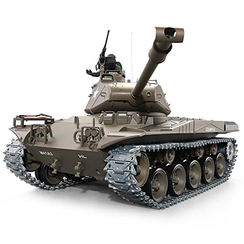 ES-TOYS Panzer Ferngesteuert mit Schussfunktion M41 A3 Walker Bulldog Heng Long 1:16 mit R&S, Metallgetriebe und Metallketten -2,4Ghz V7.0 -PRO von ES-TOYS