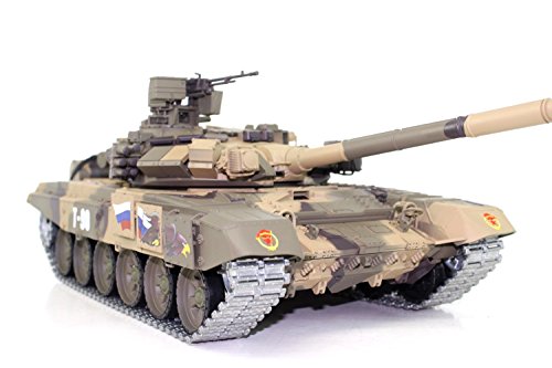 ES-TOYS Panzer Ferngesteuert mit Schussfunktion Russland T90 Heng Long 1:16 mit Rauch&Sound + 2,4Ghz - PRO Edition (Metallgetriebe, Metallketten und Metallräder) -V6.0 von ES-TOYS