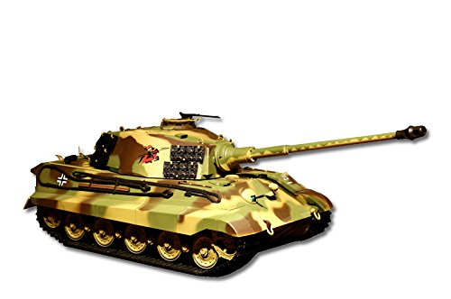 ES-TOYS RC Panzer mit Schussfunktion Deutscher Königstiger - Henschelturm 1:16 Heng Long mit Rauch und Sound, Metallgetriebe+Metallketten+2,4Ghz -PRO von ES-TOYS