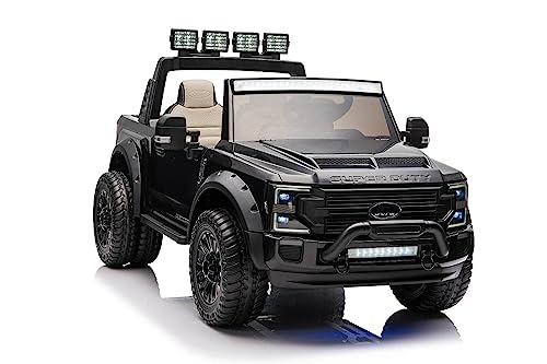 Elektro Kinderauto Ford Super Duty - lizenziert - 12V10AH Akku und 4 Motoren- 2,4Ghz + MP3 + Leder + Eva (Schwarz) von ES-TOYS